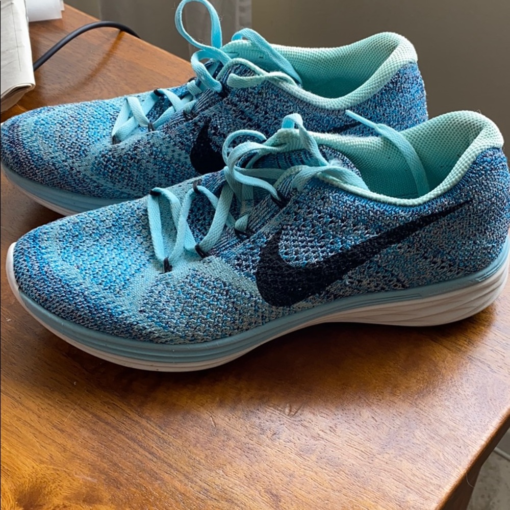 Nike Flyknit Lunar 3 Blue Marled Running Shoes